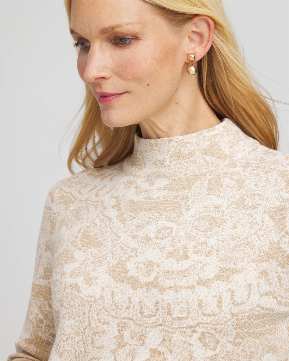 Ella Jacquard Mockneck Sweater | Chico's